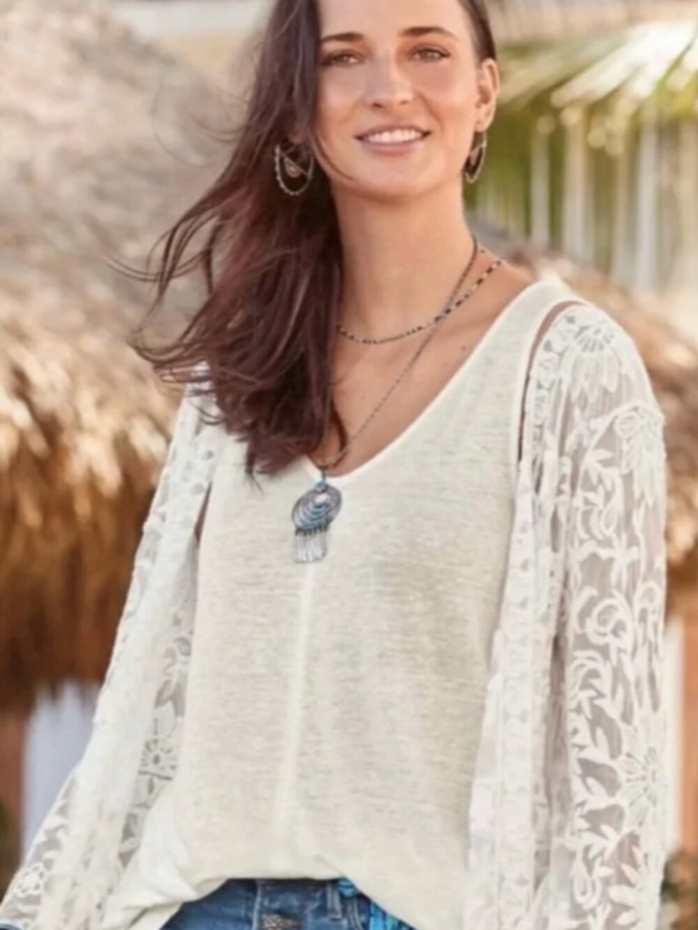Sundance Mabel 100% Linen V-Neck Tank Top M White